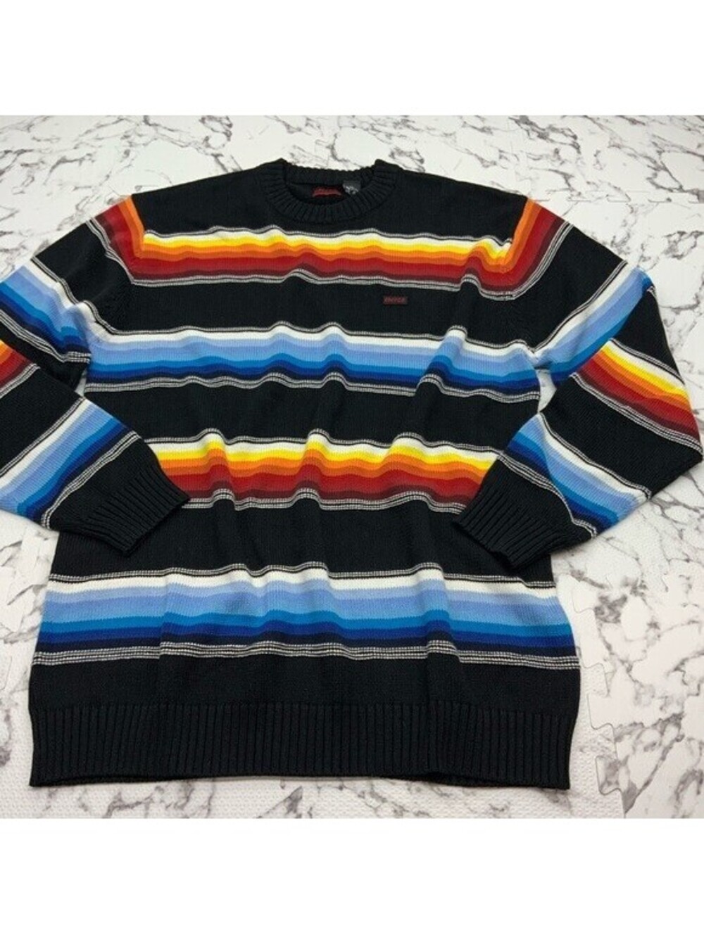 Men's Enyce Black Multicolor Crewneck Sweater